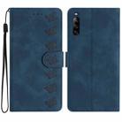 For Sony Xperia L4 Seven Butterflies Embossed Leather Phone Case(Blue) - 1