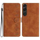 For Sony Xperia 1 VI Seven Butterflies Embossed Leather Phone Case(Brown) - 1