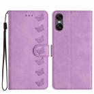 For Sony Xperia 10 VI Seven Butterflies Embossed Leather Phone Case(Purple) - 1