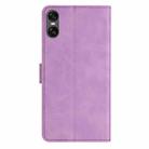 For Sony Xperia 10 VI Seven Butterflies Embossed Leather Phone Case(Purple) - 3