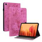 For Samsung Galaxy Tab A7 10.4 2020 T500 Butterfly Rose Embossed Leather Smart Tablet Case(Rose Red) - 1