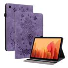 For Samsung Galaxy Tab A7 10.4 2020 T500 Butterfly Rose Embossed Leather Smart Tablet Case(Purple) - 1