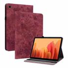 For Samsung Galaxy Tab A7 10.4 2020 T500 Butterfly Rose Embossed Leather Smart Tablet Case(Red) - 1