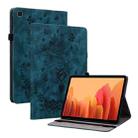 For Samsung Galaxy Tab A7 10.4 2020 T500 Butterfly Rose Embossed Leather Smart Tablet Case(Dark Blue) - 1