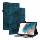 For Samsung Galaxy Tab S6 Lite P610 Butterfly Rose Embossed Leather Smart Tablet Case(Dark Blue) - 1