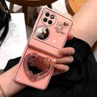 For Huawei P50 Pocket Love Mirror Style Fold Hinge Phone Case(Pink) - 1