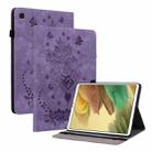 For Samsung Galaxy A7 Lite T220 / T225 Butterfly Rose Embossed Leather Tablet Case(Purple) - 1