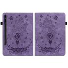 For Samsung Galaxy Tab S7 / S8 Butterfly Rose Embossed Leather Tablet Case(Purple) - 2