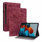 For Samsung Galaxy Tab S9 Butterfly Rose Embossed Leather Tablet Case(Red) - 1