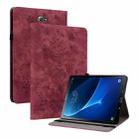 For Samsung Galaxy Tab A 10.1 2016/T580/T585 Butterfly Rose Embossed Leather Tablet Case(Red) - 1