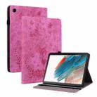 For Samsung Galaxy Tab А9 Butterfly Rose Embossed Leather Tablet Case(Rose Red) - 1