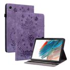 For Samsung Galaxy Tab А9 Butterfly Rose Embossed Leather Tablet Case(Purple) - 1