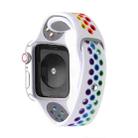 For Apple Watch Series 9&8&7 41mm / SE 3&SE 2&6&SE&5&4 40mm / 3&2&1 38mm Rainbow Sport Watch Band (White) - 1