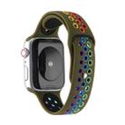 For Apple Watch Series 7 45mm / 6 & SE & 5 & 4 44mm / 3 & 2 & 1 42mm Rainbow Sport Watch Band (Olive Green) - 1