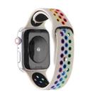 For Apple Watch Series 7 45mm / 6 & SE & 5 & 4 44mm / 3 & 2 & 1 42mm Rainbow Sport Watch Band (Beige) - 1