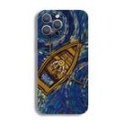 For iPhone 14 Plus Precise Hole Oil Painting Pattern PC Phone Case(Boating) - 1