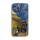 For iPhone 14 Pro Max Precise Hole Oil Painting Pattern PC Phone Case(Train) - 1