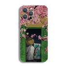 For iPhone 13 Pro Precise Hole Oil Painting Pattern PC Phone Case(Peach Blossom) - 1