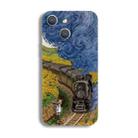 For iPhone 15 Precise Hole Oil Painting Pattern PC Phone Case(Train) - 1