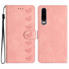 For Huawei P30 Seven Butterflies Embossed Leather Phone Case(Pink) - 1