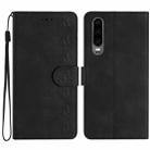 For Huawei P30 Seven Butterflies Embossed Leather Phone Case(Black) - 1