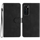 For Huawei P40 Seven Butterflies Embossed Leather Phone Case(Black) - 1