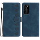 For Huawei P40 Seven Butterflies Embossed Leather Phone Case(Blue) - 1