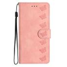 For Huawei P40 Lite Seven Butterflies Embossed Leather Phone Case(Pink) - 2