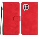 For Huawei P40 Lite Seven Butterflies Embossed Leather Phone Case(Red) - 1