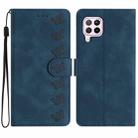 For Huawei P40 Lite Seven Butterflies Embossed Leather Phone Case(Blue) - 1