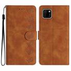 For Huawei Y5p Seven Butterflies Embossed Leather Phone Case(Brown) - 1