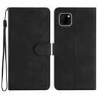 For Huawei Y5p Seven Butterflies Embossed Leather Phone Case(Black) - 1