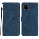 For Huawei Y5p Seven Butterflies Embossed Leather Phone Case(Blue) - 1