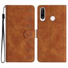 For Huawei Y6p Seven Butterflies Embossed Leather Phone Case(Brown) - 1