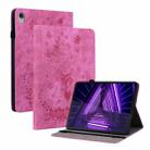 For Lenovo M10 Plus Butterfly Rose Embossed Leather Tablet Case(Rose Red) - 1