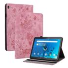 For Lenovo M10 Butterfly Rose Embossed Leather Tablet Case(Pink) - 1