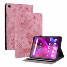 For Lenovo Tab M7 3rd Gen Butterfly Rose Embossed Leather Tablet Case(Pink) - 1
