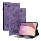 For Lenovo Tab M8 4th Gen TB-300FU Butterfly Rose Embossed Leather Tablet Case(Purple) - 1