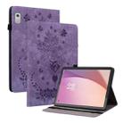 For Lenovo Tab M9 Butterfly Rose Embossed Leather Tablet Case(Purple) - 1