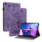 For Lenovo Tab M10 10.1 3rd Gen Butterfly Rose Embossed Leather Tablet Case(Purple) - 1