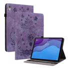 For Lenovo Tab M10 HD 2nd Gen TB-X306X Butterfly Rose Embossed Leather Tablet Case(Purple) - 1