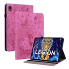 For Lenovo Legion Y700 Butterfly Rose Embossed Leather Tablet Case(Rose Red) - 1