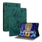 For Lenovo Legion Y700 Butterfly Rose Embossed Leather Tablet Case(Green) - 1