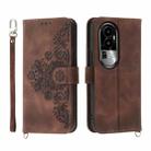 For OPPO Reno10 5G Skin-feel Flowers Embossed Wallet Leather Phone Case(Brown) - 1
