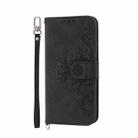 For OPPO Reno10 5G Skin-feel Flowers Embossed Wallet Leather Phone Case(Black) - 1