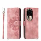 For OPPO Reno10 Pro+ 5G Skin-feel Flowers Embossed Wallet Leather Phone Case(Pink) - 1