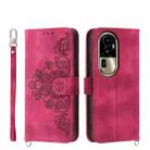 For OPPO Reno10 Pro+ 5G Skin-feel Flowers Embossed Wallet Leather Phone Case(Wine Red) - 1