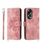 For OPPO A58 4G Skin-feel Flowers Embossed Wallet Leather Phone Case(Pink) - 1