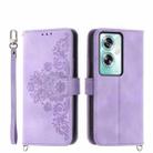 For OPPO A79 5G Skin-feel Flowers Embossed Wallet Leather Phone Case(Purple) - 1