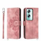 For OPPO A79 5G Skin-feel Flowers Embossed Wallet Leather Phone Case(Pink) - 1